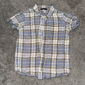 Janie and Jack Blue and Yellow Plaid Casual Shirt